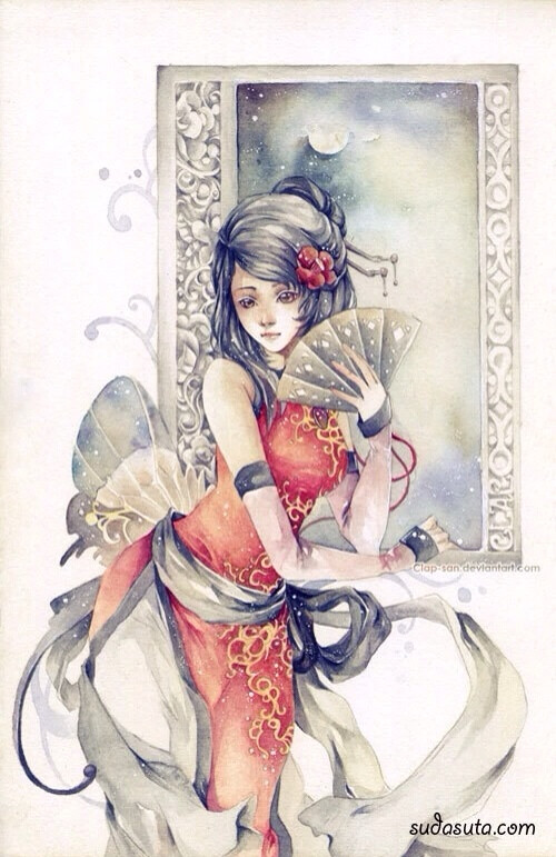彼岸花.手绘,古风.
