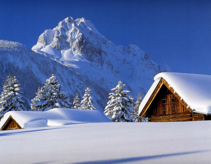 雪景,小屋