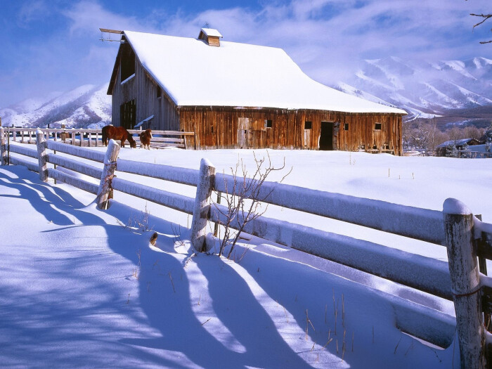 雪景,小屋