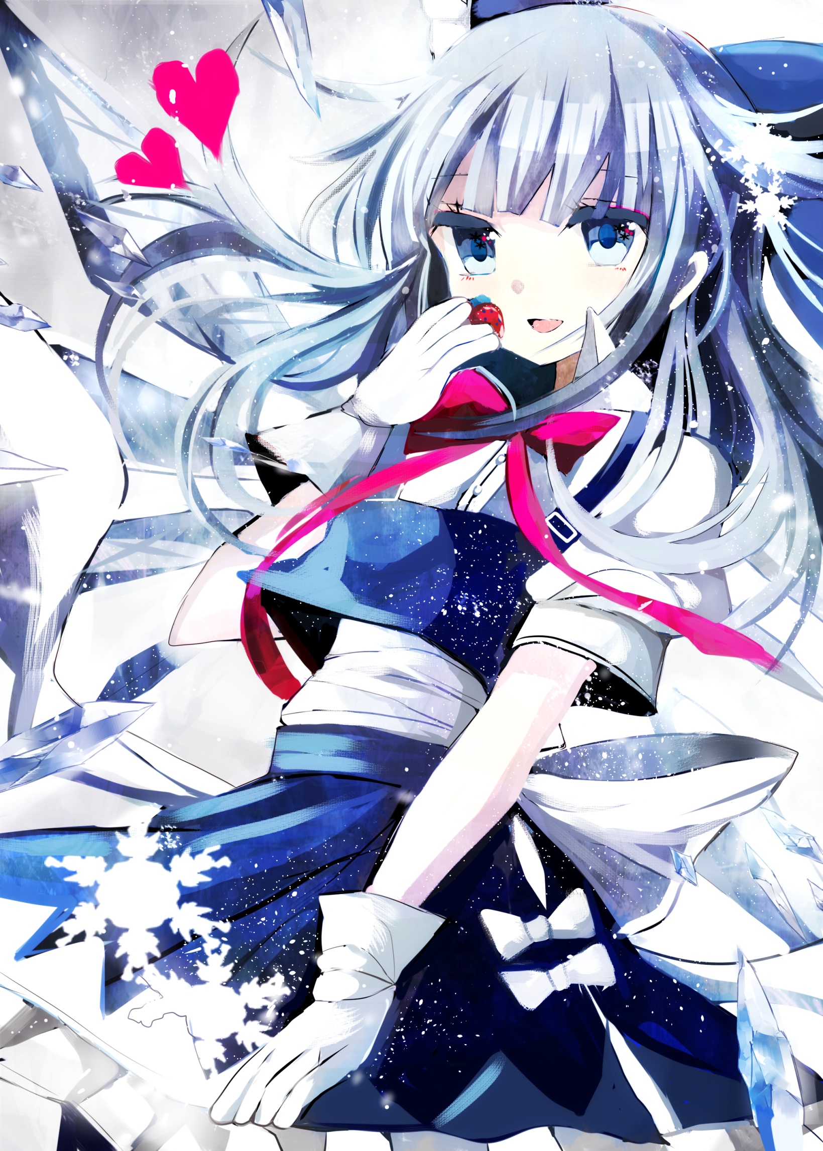 「二次元 少女」动漫 插画 原创 手绘 少女 pixiv 落书きチルノ〔侵删