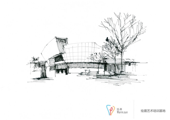 绘晨手绘 建筑写生效果图 室外写生效果图 手绘效果图 官网:http