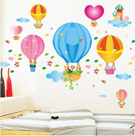 身高贴热气球拼音花卉墙贴卧室客厅可移除玻璃