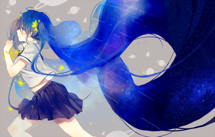 夜空ミク p站 二次元 插画 少女 头像 手绘 初音未来 miku 绮丽