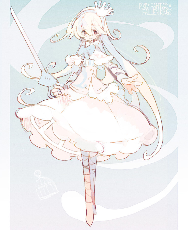 【pffk】white plumage 白色羽衣 p站 二次元 插画 少女      手绘