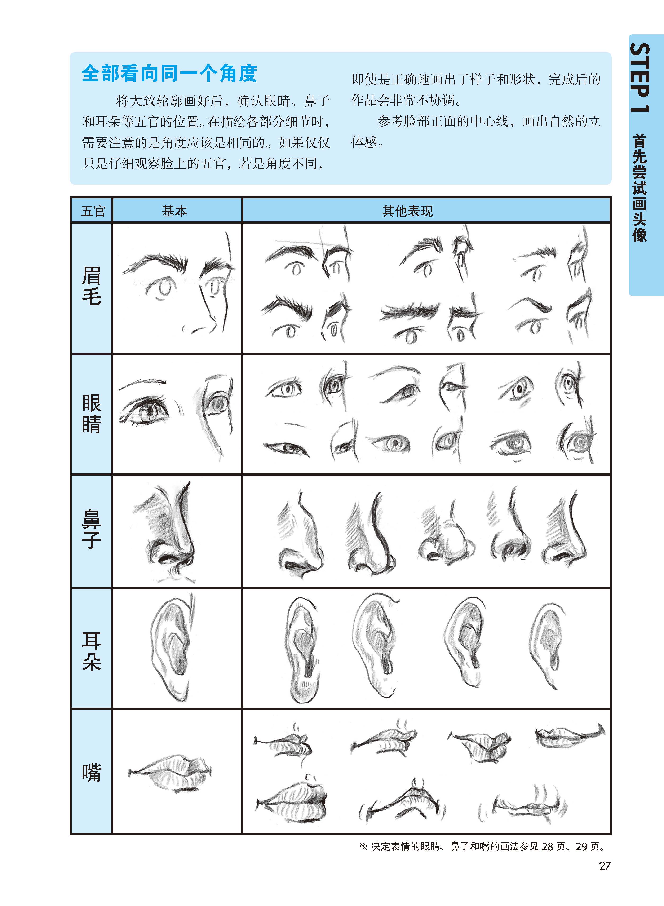 斜侧面人物的五官表现分析摘自素描画人物就这么简单