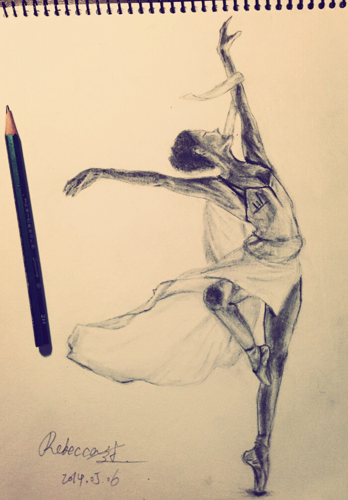 芭蕾,飘逸,美～作为一个素描才画到正方体的人,自己感觉画出这个已经