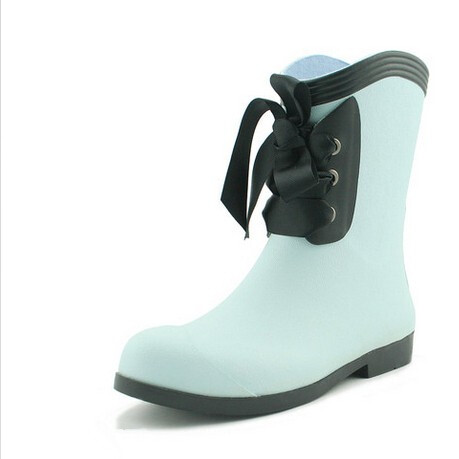 cgarcons韩国设计女式中筒雨鞋仿皮纹时尚雨靴女水鞋