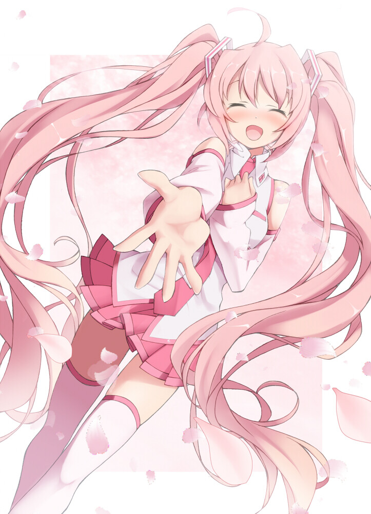 いこ! p站 二次元 插画 少女      手绘 初音未来 miku 樱初音