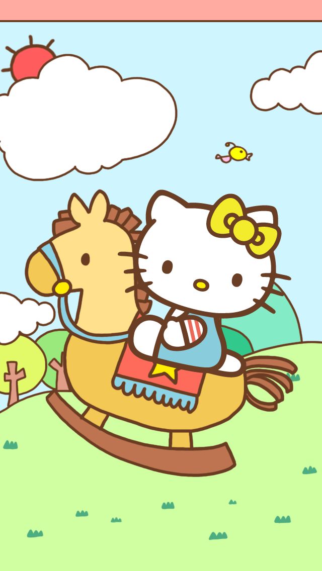 iphone壁纸 插画 背景 萌物 hello kitty 猫