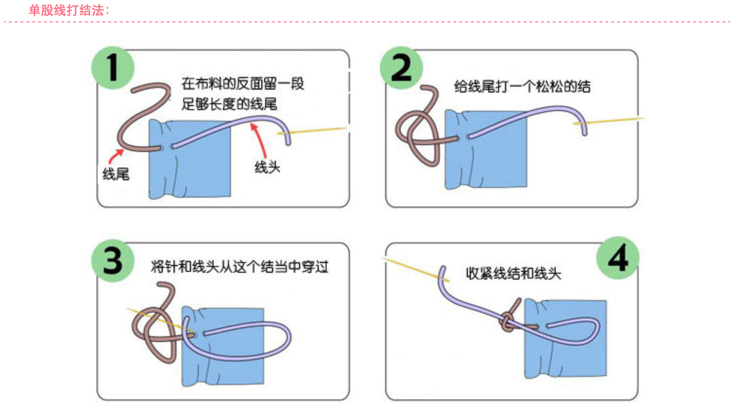 针缝基础教程 针打结方法
