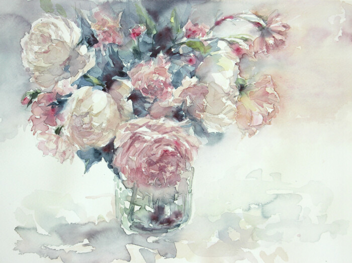 ばら 蔷薇 p站 二次元 插画 手绘 头像 透明水彩 壁纸