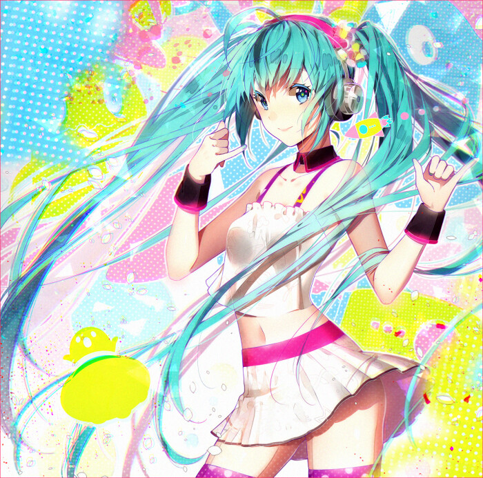 redial p站 二次元 插画 少女 头像 手绘 壁纸 初音未来 miku