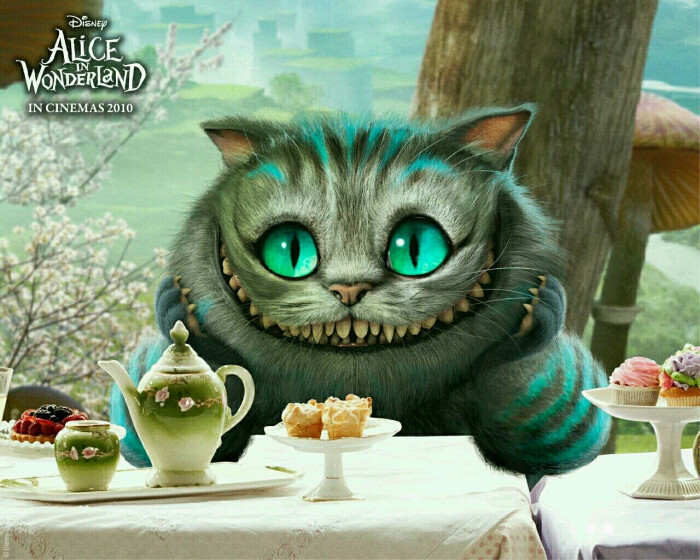 爱丽丝的茶话会——柴郡猫是一只能随时现身随时消失的短毛猫.