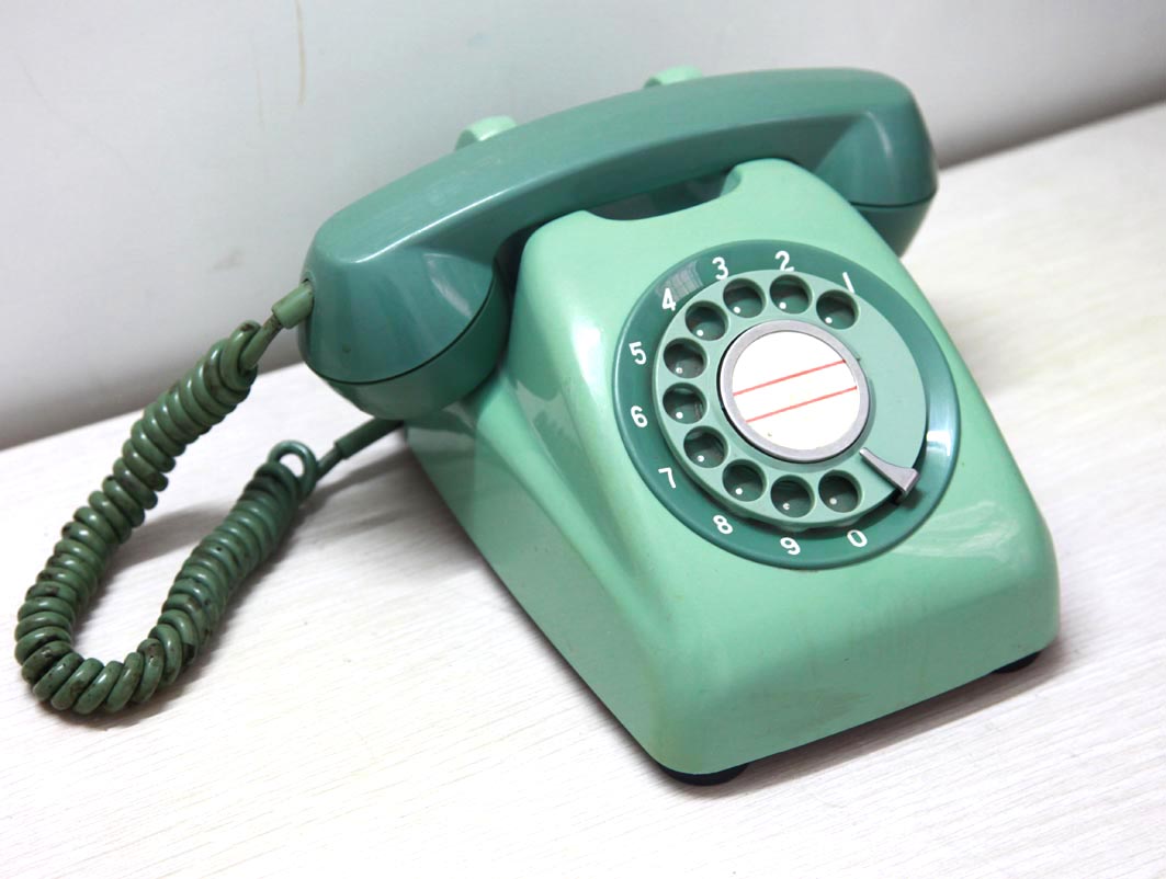 日本老电话机 绿松石绿 复古[vintage旧货] 80年代 怀旧收藏 本机设计