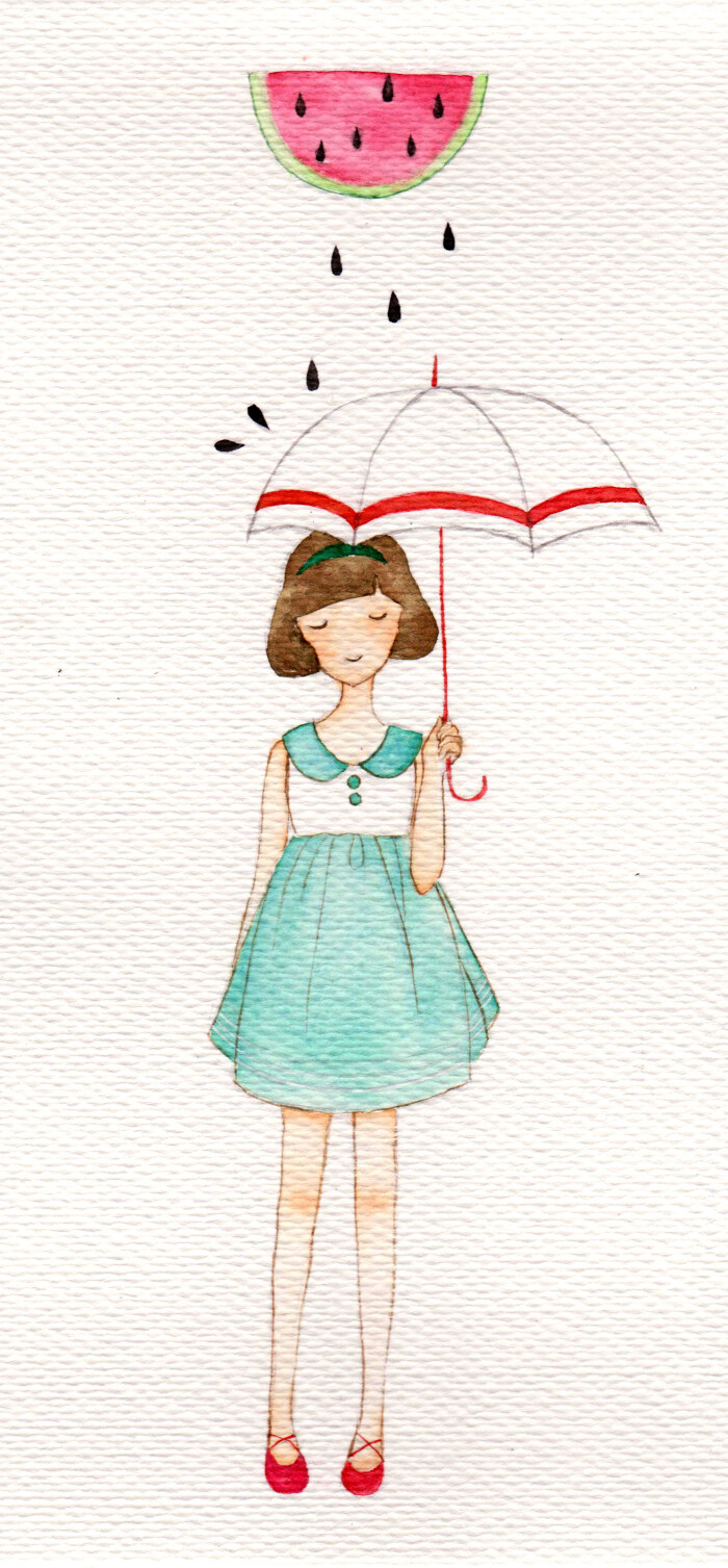 水彩 手绘 夏日 西瓜 小清新插画 http://www.duitang.