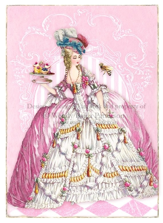 marie antoinette patisserie rose aceo giclee by cafebaudelaire