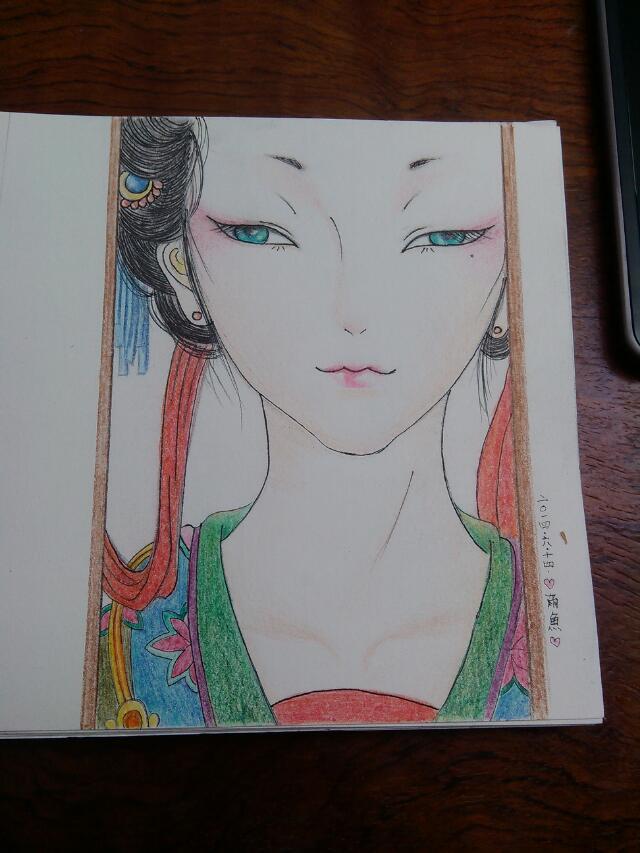 彩铅 古风 人物 美女 手绘 插画