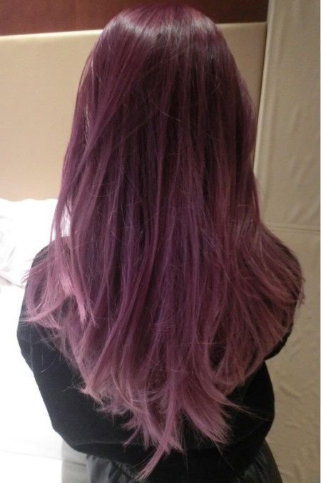 个性染发,葡萄紫色中头发