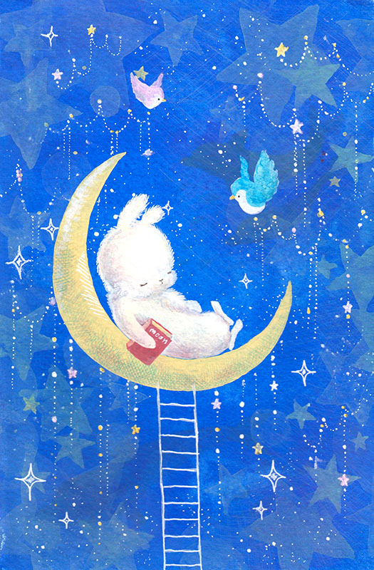 iphone壁纸 萌物 可爱 动物 兔子 夜空 月亮
