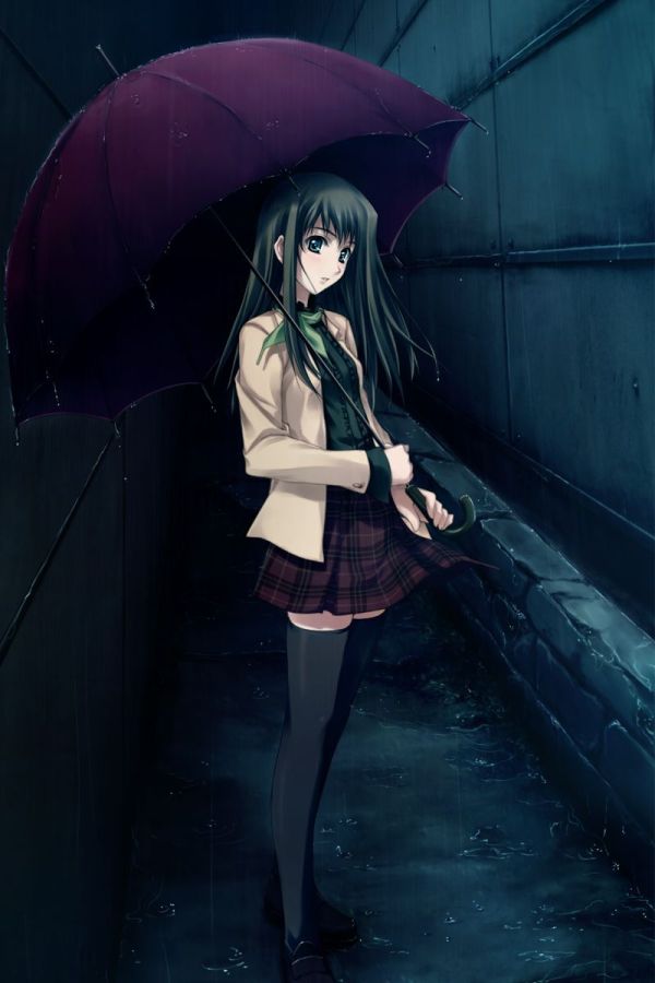 打伞少女