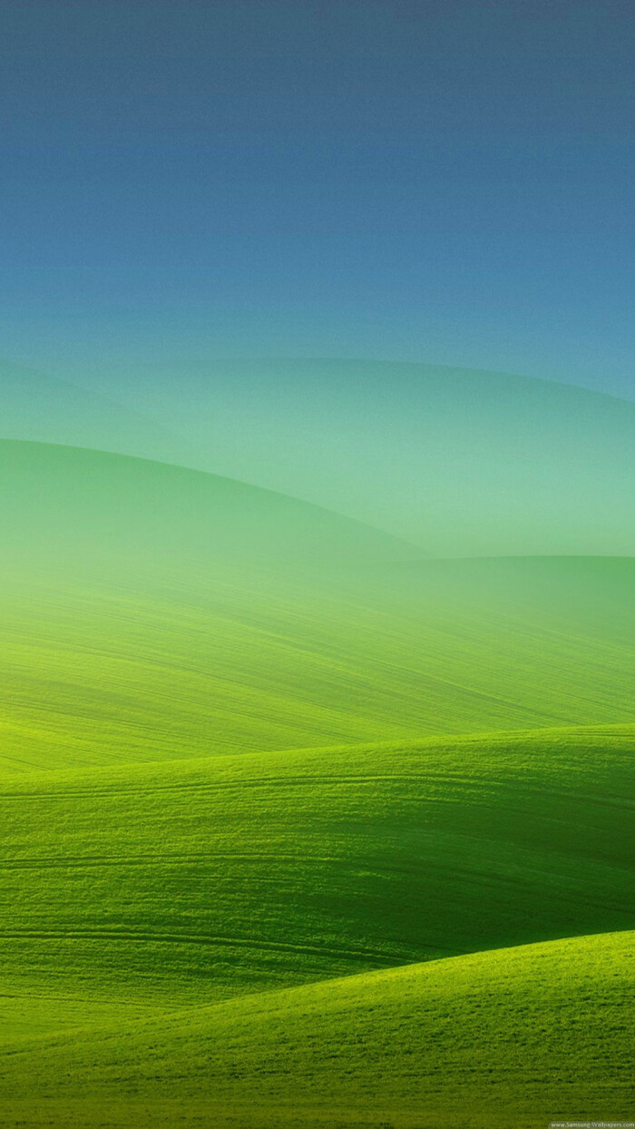 三星手机壁纸【1080x1920】蓝色 天空 绿色 草地 渐变