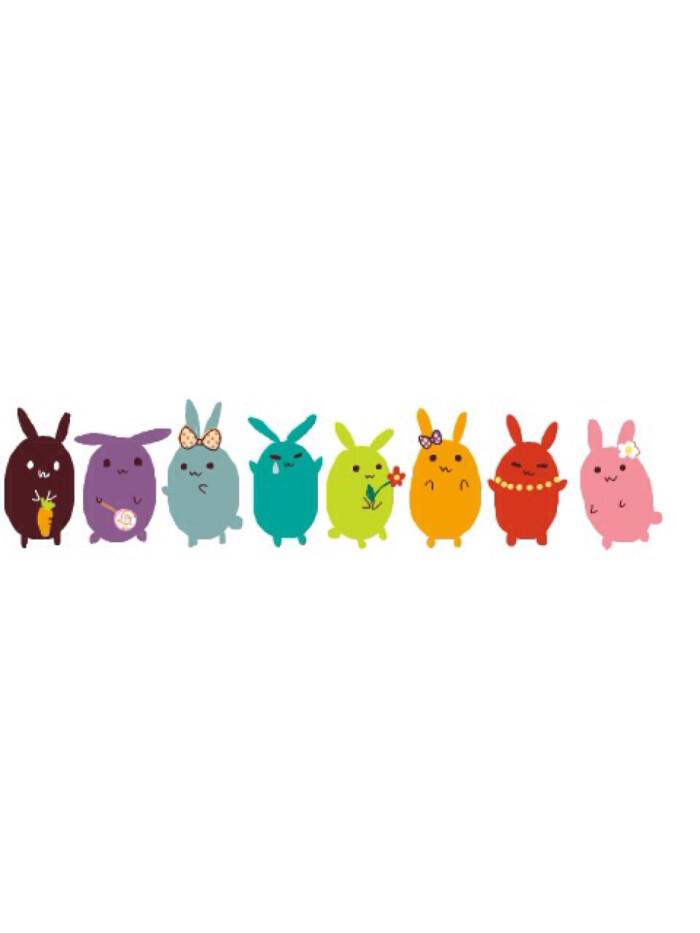 八只不同的颜色的兔子