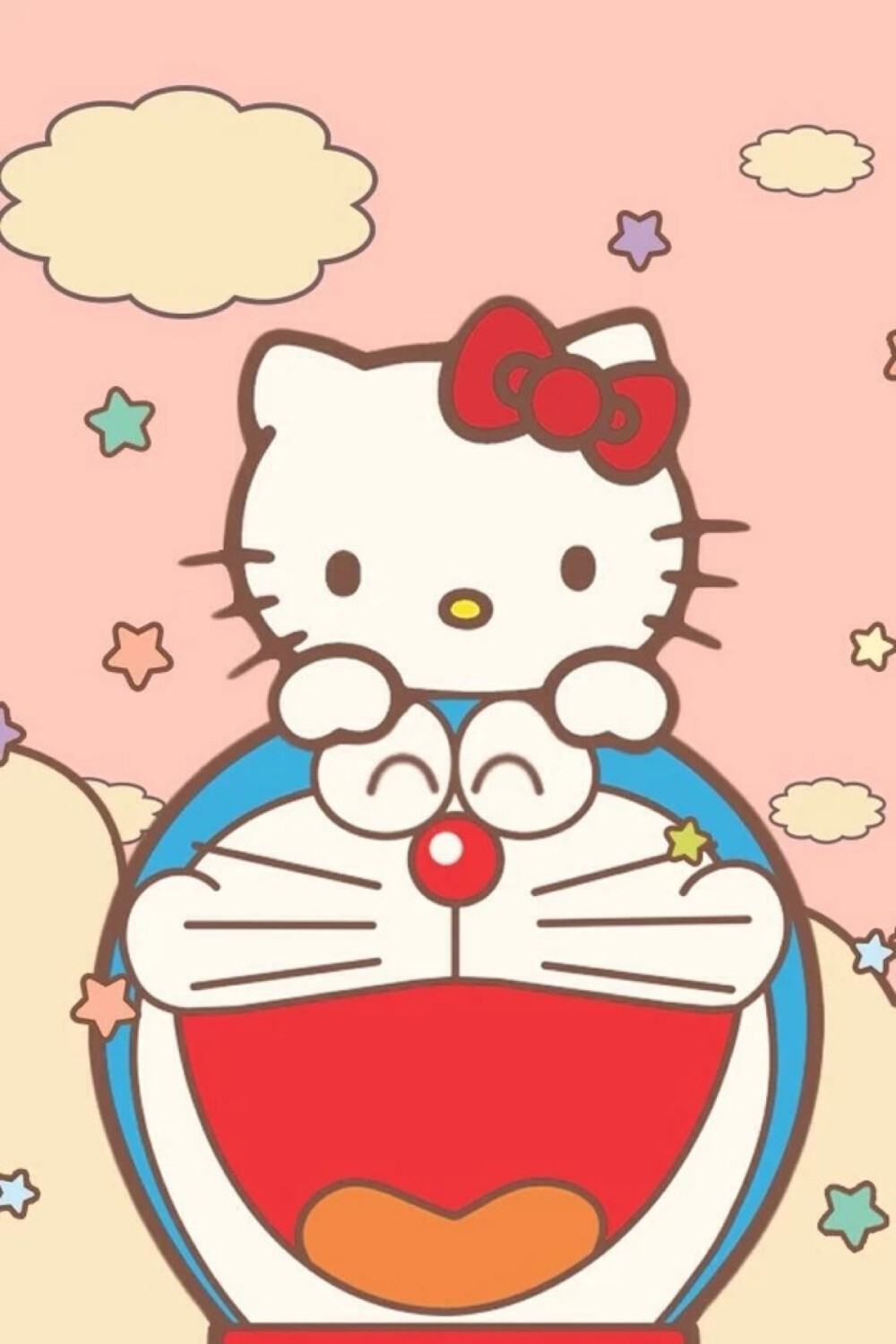 多啦a梦 hello kitty  iphone 壁纸 锁屏 微信 背景 平铺 手绘 插画