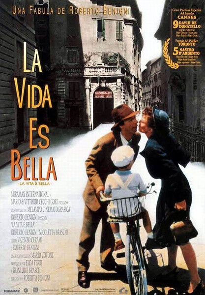 意大利电影《美丽人生》,由罗伯托·贝尼尼自编自演,讲述了意大利一对