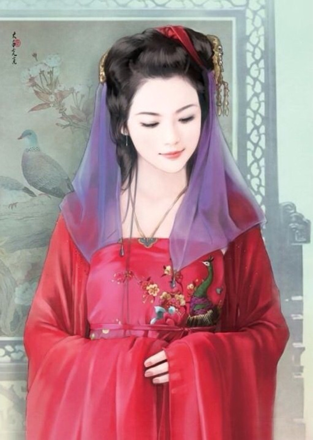 手绘 插画 古风 古装 美女