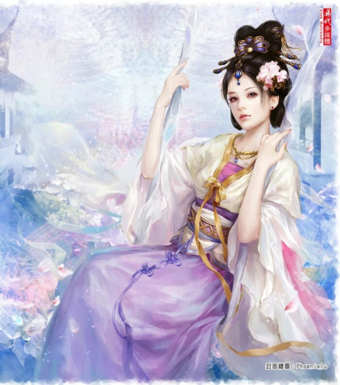 彼岸花.手绘,古风,美人,插画.