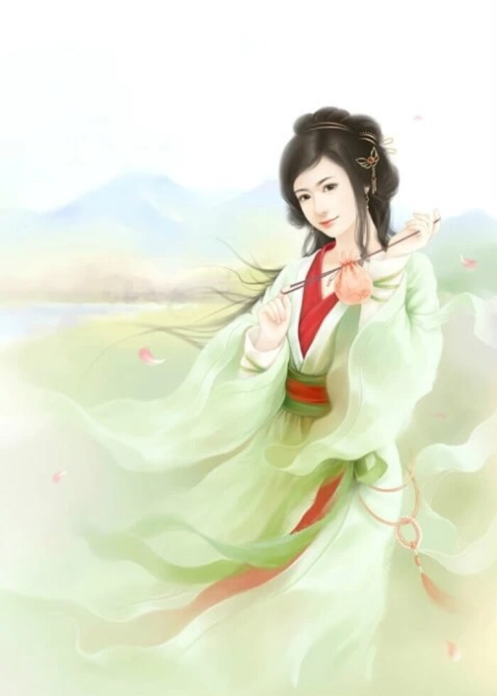 彼岸花.手绘,古风,美人,插画.