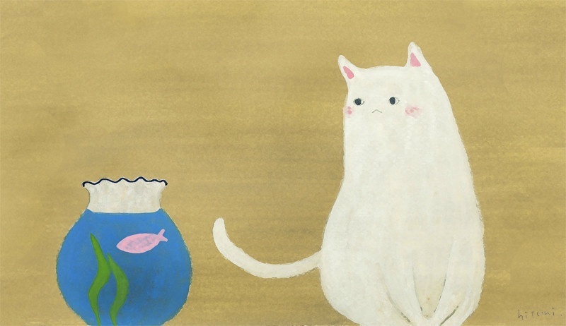 猫和鱼 【治愈系动物插画】柔软的地方会发生柔软的事,柔软的心灵会开