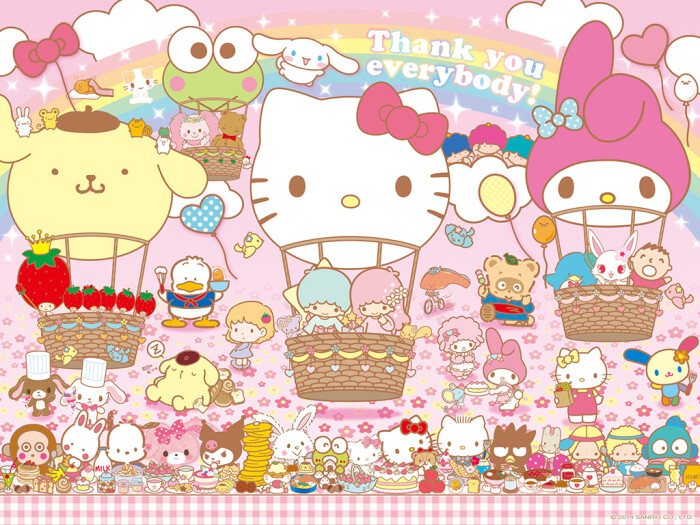 日本sanrio官方壁纸,大头kitty与melody,pompompurin