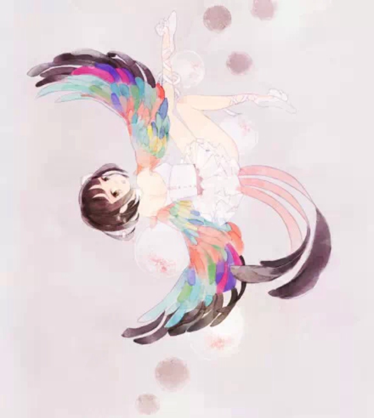 二次元 插画 动漫少女 唯美系 翅膀 壁纸 by捕梦少女 求关注求深交