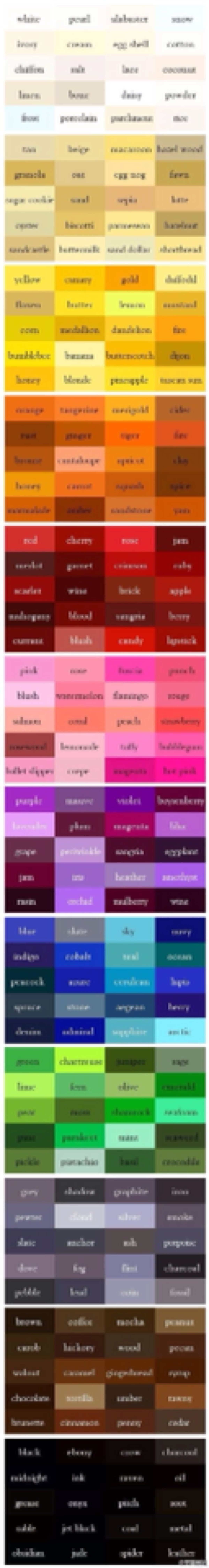 所有颜色的英语名称.