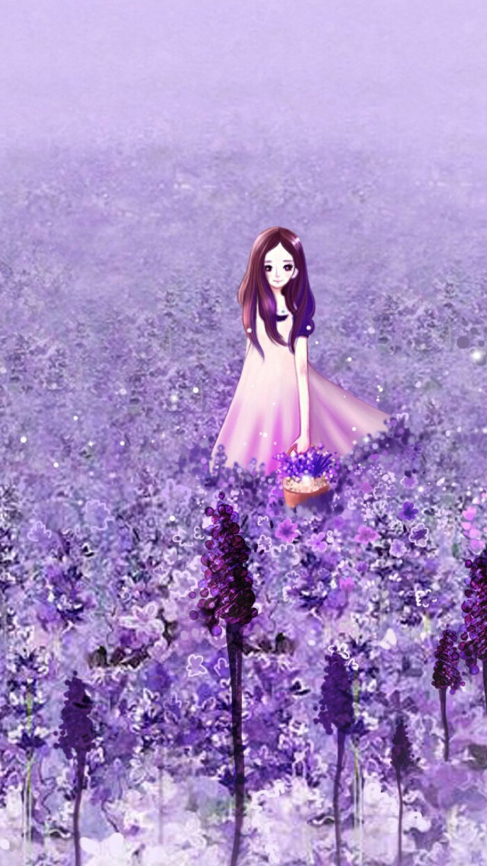 可爱女孩紫色壁纸