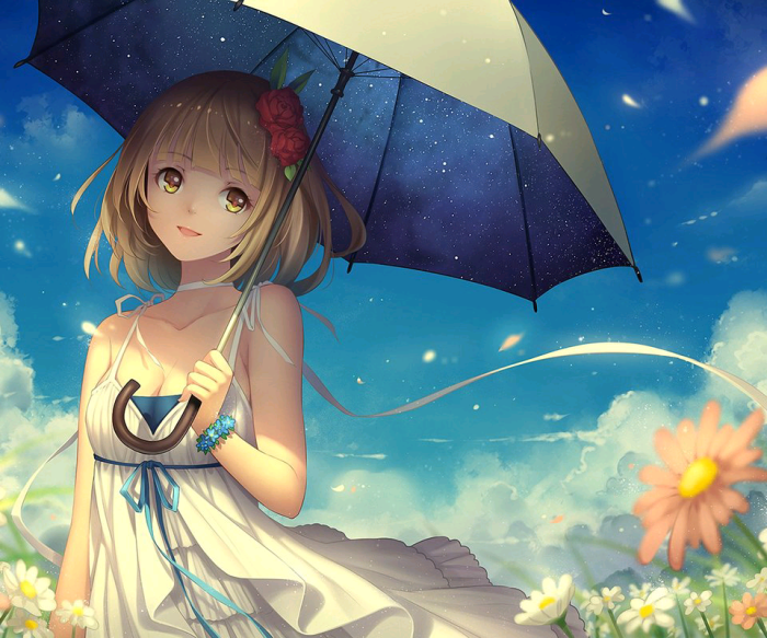 二次元美女,可爱萌,动漫,插画,手绘壁纸桌面,横版