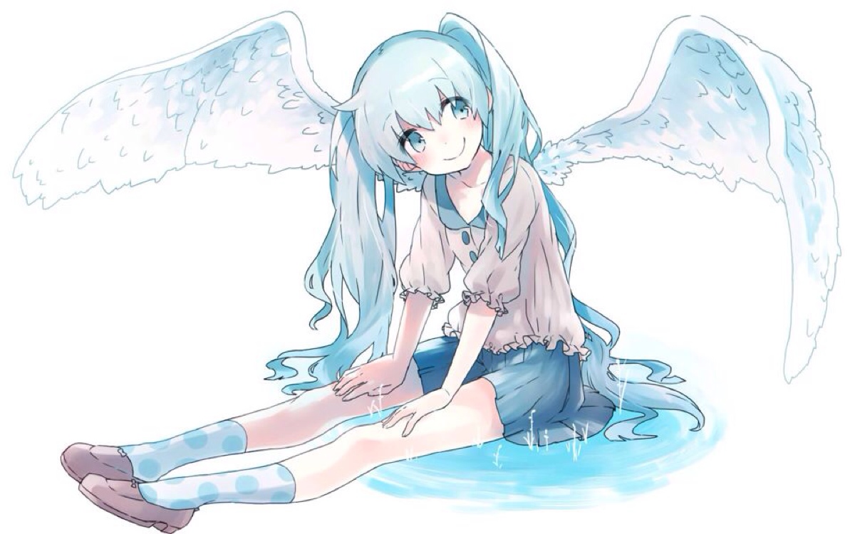 二次元 插画 动漫少女 萌系 天使 壁纸 miku 初音未来 by捕梦少女 求