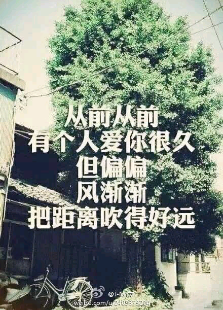从前从前,有个人爱你很久,但偏偏,风渐渐,把距离吹得好远 .