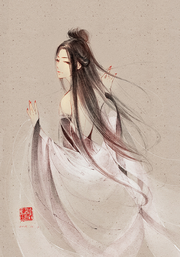 手绘,古风,水墨,人物,插画,封面,场景