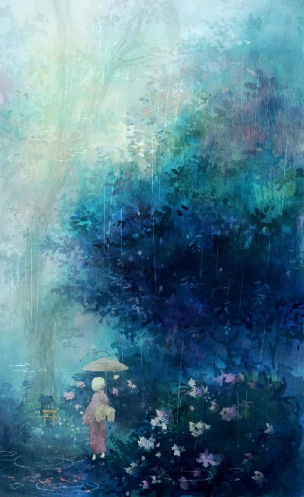 photoshop资源库 水彩作品,像是朦胧得看不真切的梦境~美哉~(作者:ぼ