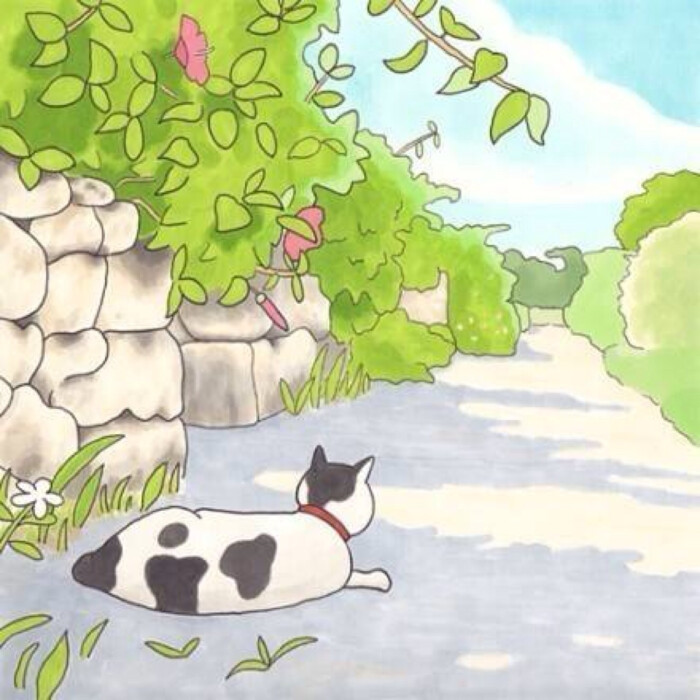 来自日本画家 ごつ,真想像猫一样懒懒的不用上班