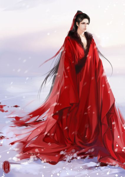 红衣少年 雪景 古风古韵 古装美人 手绘言情风 小说 美腻 素材 壁纸