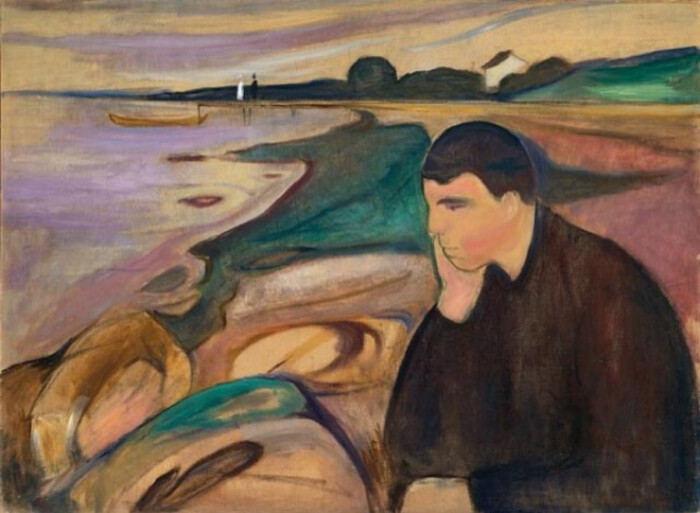 图为挪威表现主义画家爱德华·蒙克(edvard munch 1863-1944)的油画