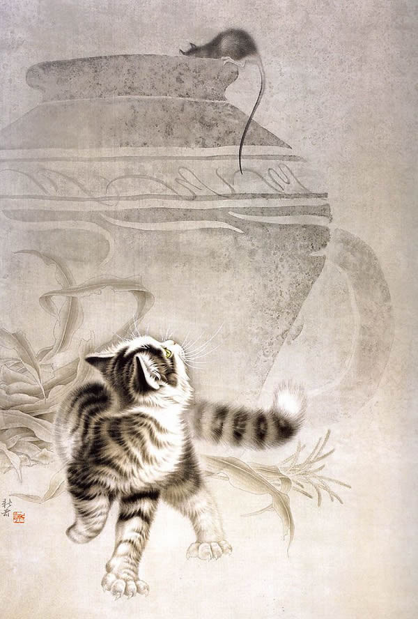 擅长油画,中国画,水彩画, 年画,尤善画猫,在美术界有"猫王"之美誉.
