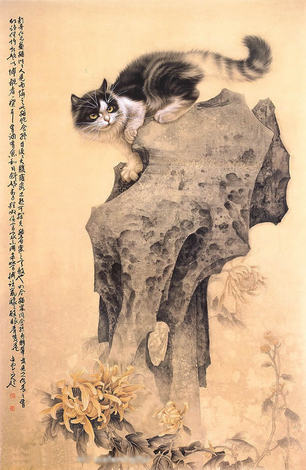 擅长油画,中国画,水彩画, 年画,尤善画猫,在美术界有"猫王"之美誉.