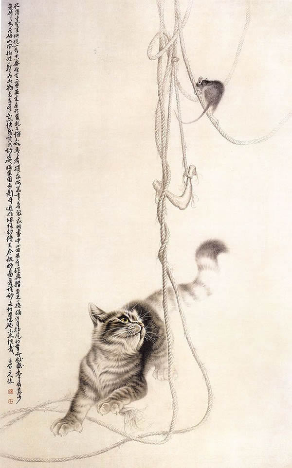 擅长油画,中国画,水彩画, 年画,尤善画猫,在美术界有"猫王"之美誉.