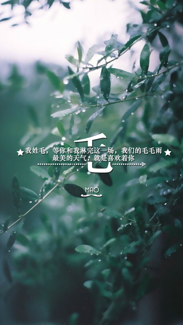 【姓氏壁纸,转自拖沓囍天王】毛.@我的盖世英雄