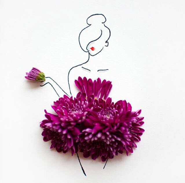紫菊——《女人如花》——limzy,花卉插画作品