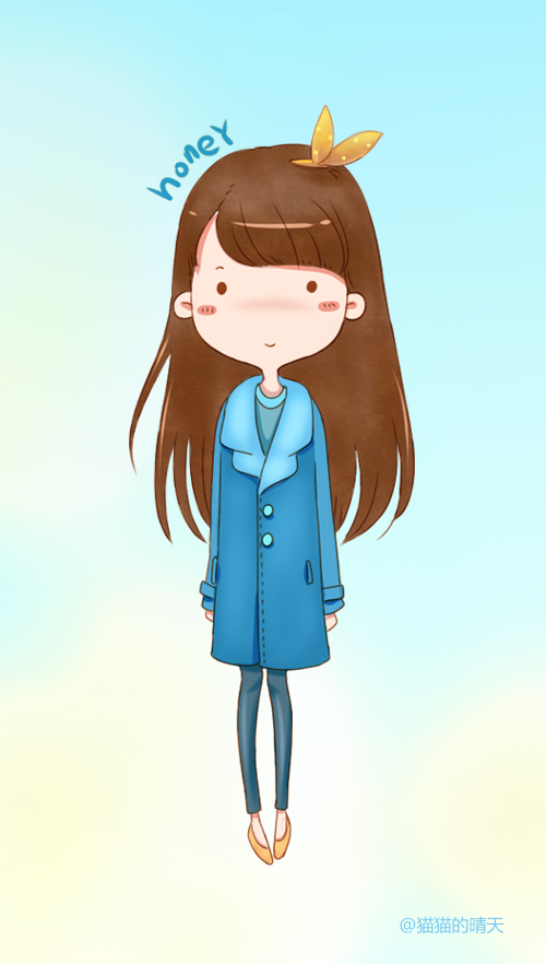 萌萌插画女生 可爱 手绘 卡通 壁纸 萌